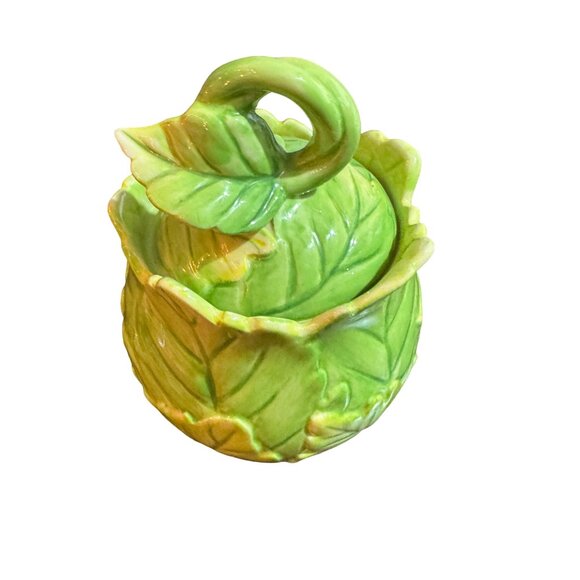 Vintage Fitz And Floyd Leaf-Shaped Creamer & Sugar Bowl Set - Picture 7 of 11